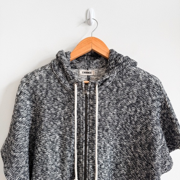 L’AGENCE • Marled Poncho Zip Up Hoodie Sweater - Picture 3 of 12